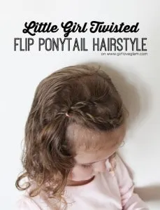 Little Girl Twisted Flip Ponytail Hairstyle on www.girllovesglam.com