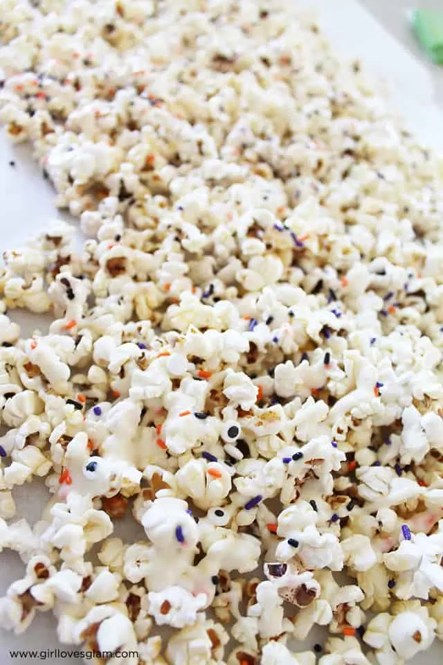 Halloween Treat White Chocolate Candy Corn Popcorn on www.girllovesglam.com