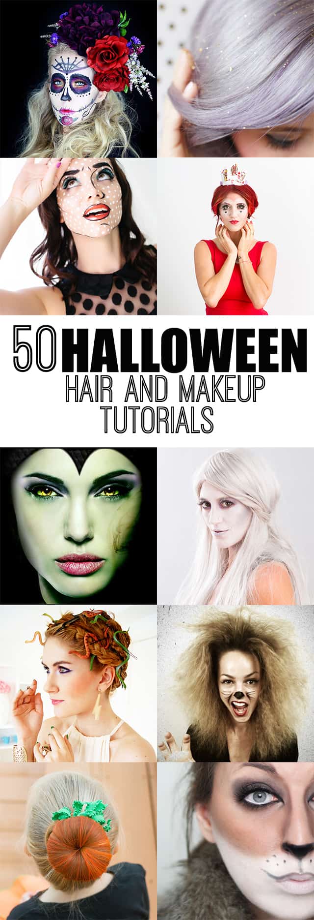 50+ Halloween Hair and Makeup Tutorials