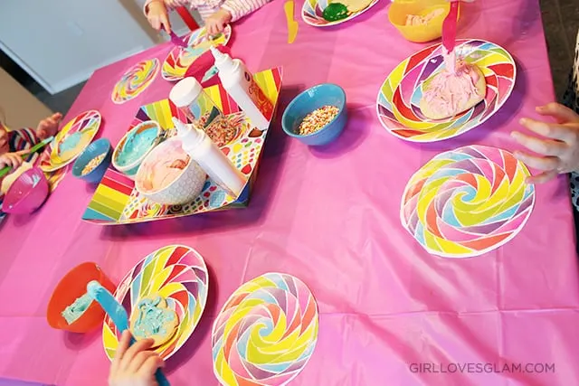 Sugar Rush Birthday Party Cookie Decorating Table on www.girllovesglam.com