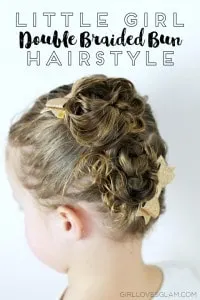 Little Girl Double Braided Bun Hairstyle on www.girllovesglam.com