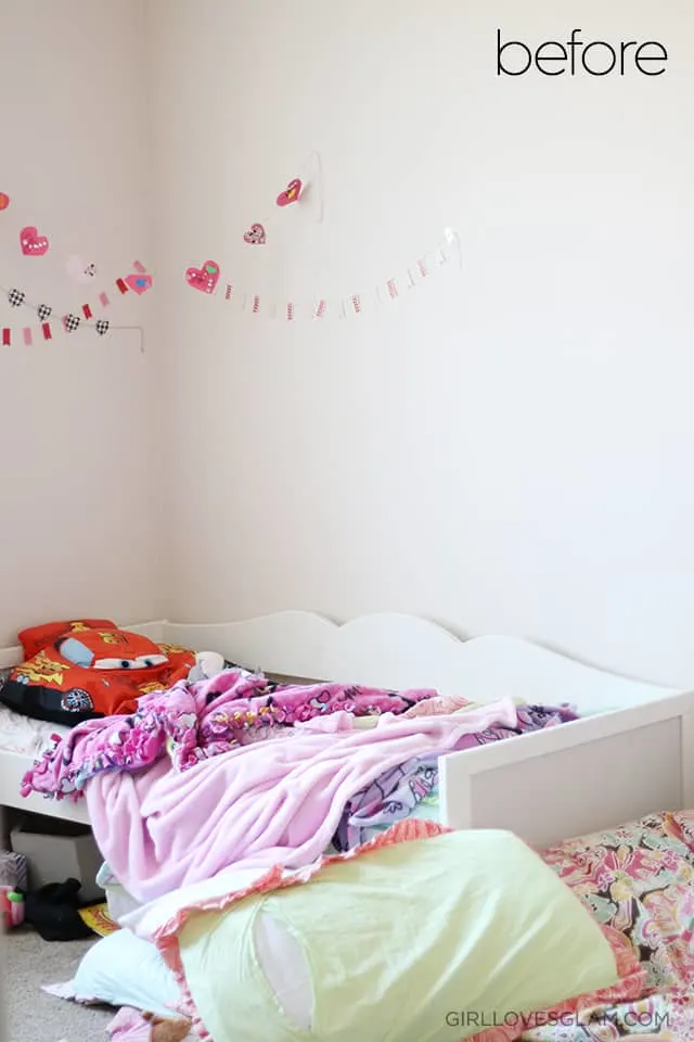 Little girl's bedroom before makeover on www.girllovesglam.com