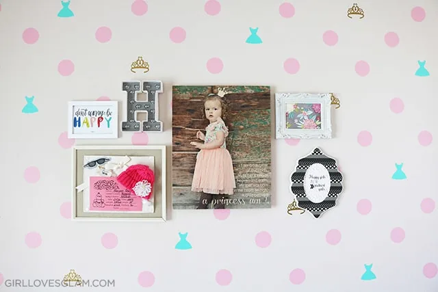 Little Girl Bedroom Gallery Wall on www.girllovesglam.com