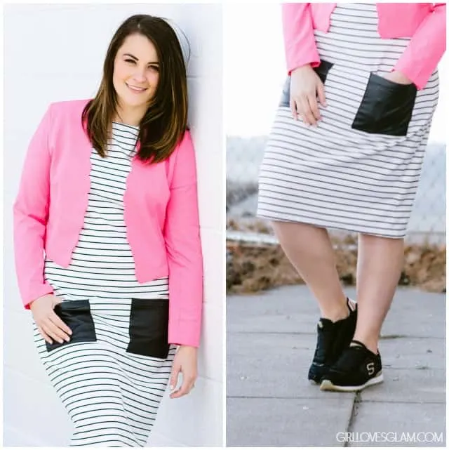 Styling a dress with tennis shoes on www.girllovesglam.com