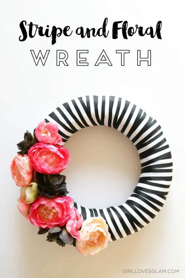 Stripe and Floral Wreath Tutorial on www.girllovesglam.com