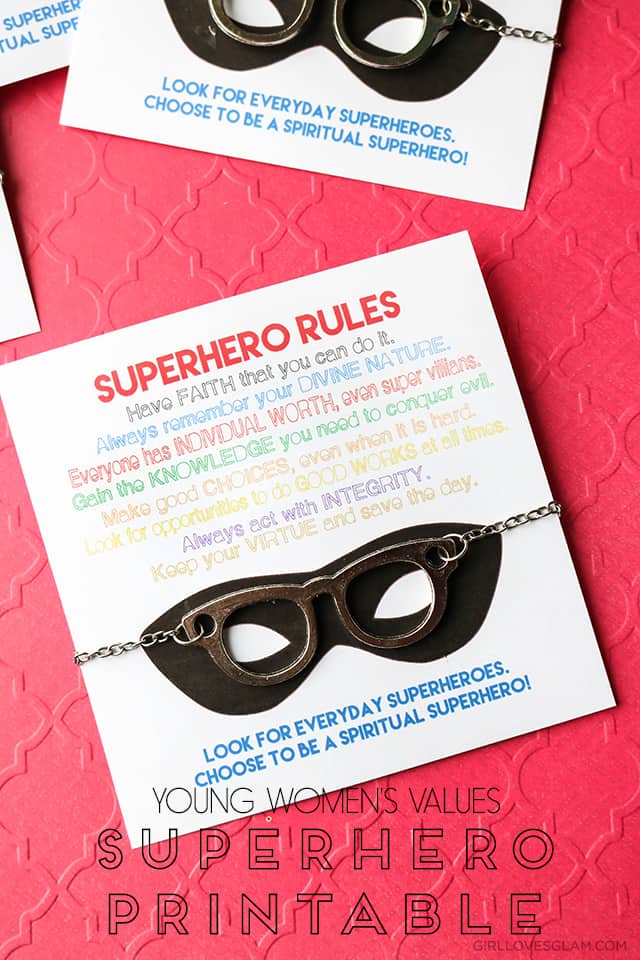 YW Values Superhero Printable on www.girllovesglam.com