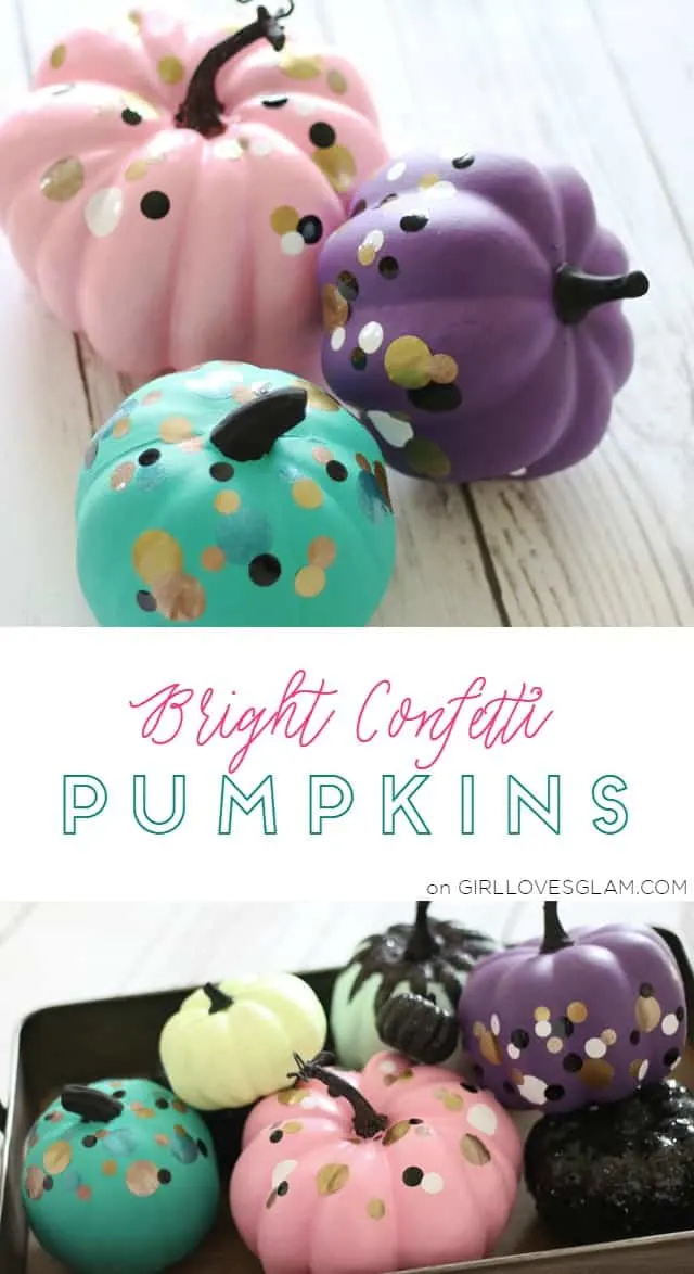 Bright Confetti Pumpkins on www.girllovesglam.com