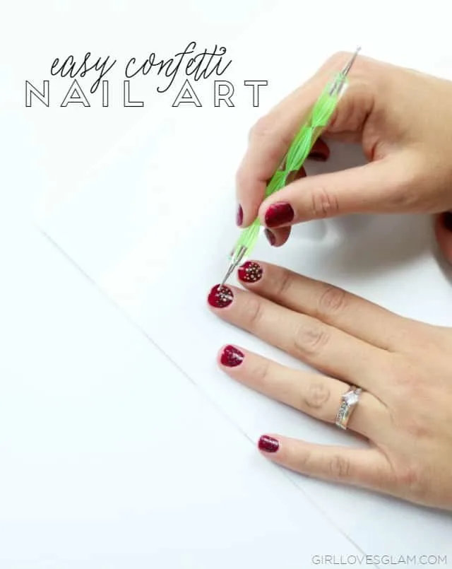 Easy Confetti Nail Art Tutorial on www.girllovesglam.com