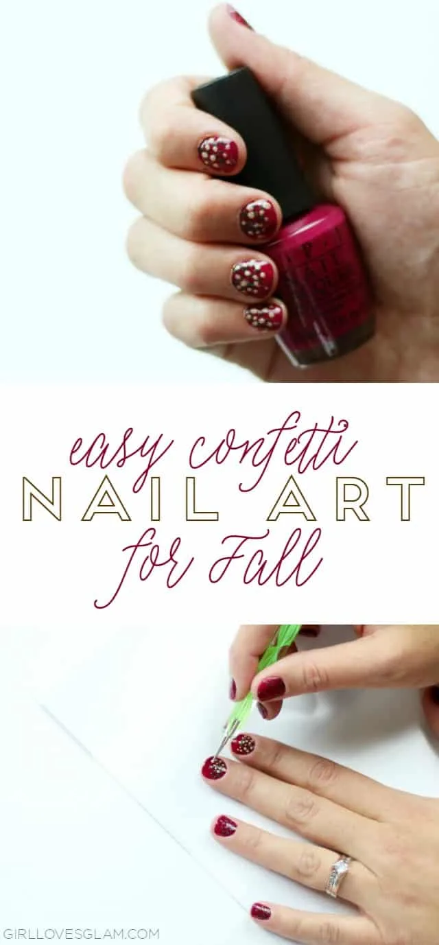Easy Confetti Nail Art Tutorial for Fall on www.girllovesglam.com