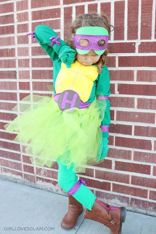 Ninja Turtle No Sew Halloween Costume with Tutu on www.girllovesglam.com