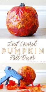 Leaf Covered Pumpkin Fall Decor on www.girllovesglam.com