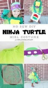 No Sew DIY Ninja Turtle Girl Costume on www.girllovesglam.com