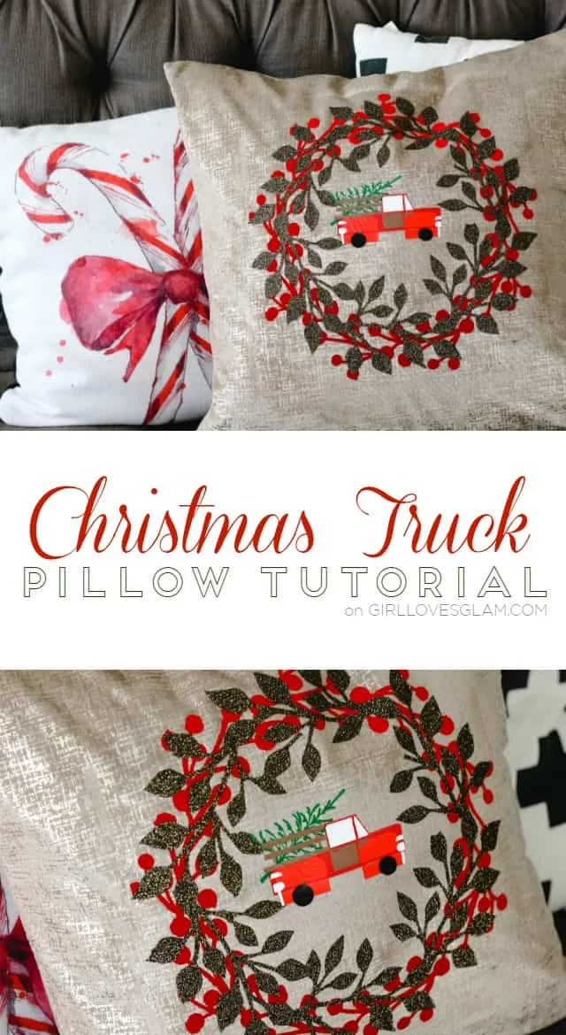 Christmas Truck Pillow Tutorial on www.girllovesglam.com