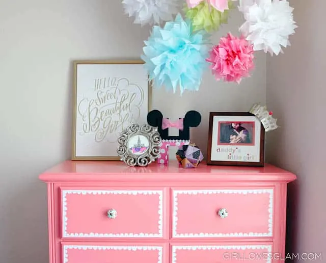 Pink Dresser for Little Girl's Room on www.girllovesglam.com