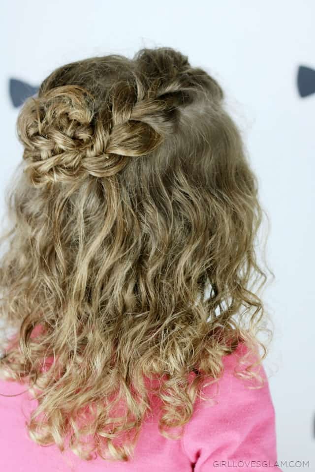 Flower Girl Half Up Wavy Braid in Pink