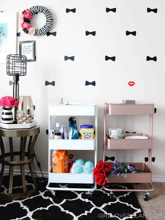 Organizing with Bar Carts on www.girllovesglam.com