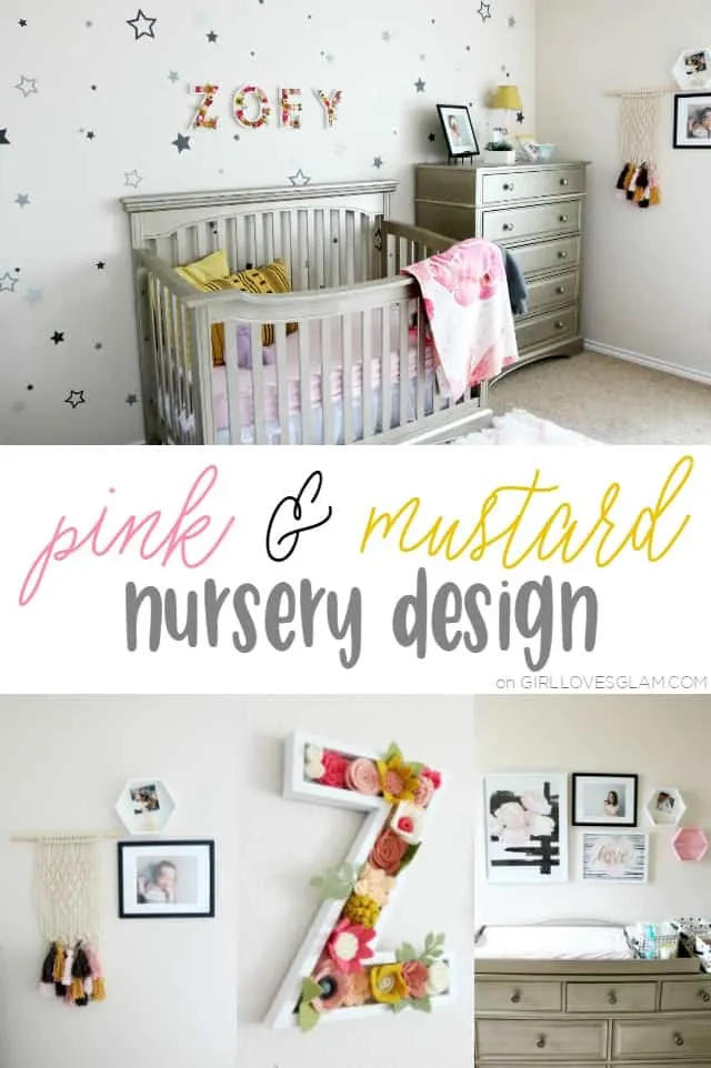 Pink and Mustard Nursery Design on www.girllovesglam.com