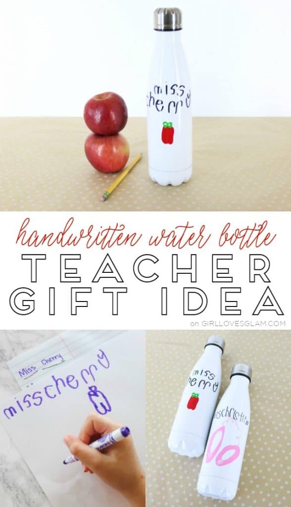 Handwritten Water Bottle Teacher Gift Idea Girl Loves Glam