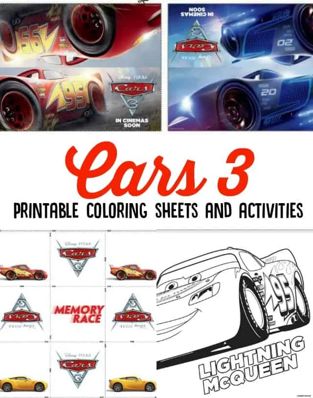 Cars 3 Printable Coloring Sheets and Activities on www.girllovesglam.com
