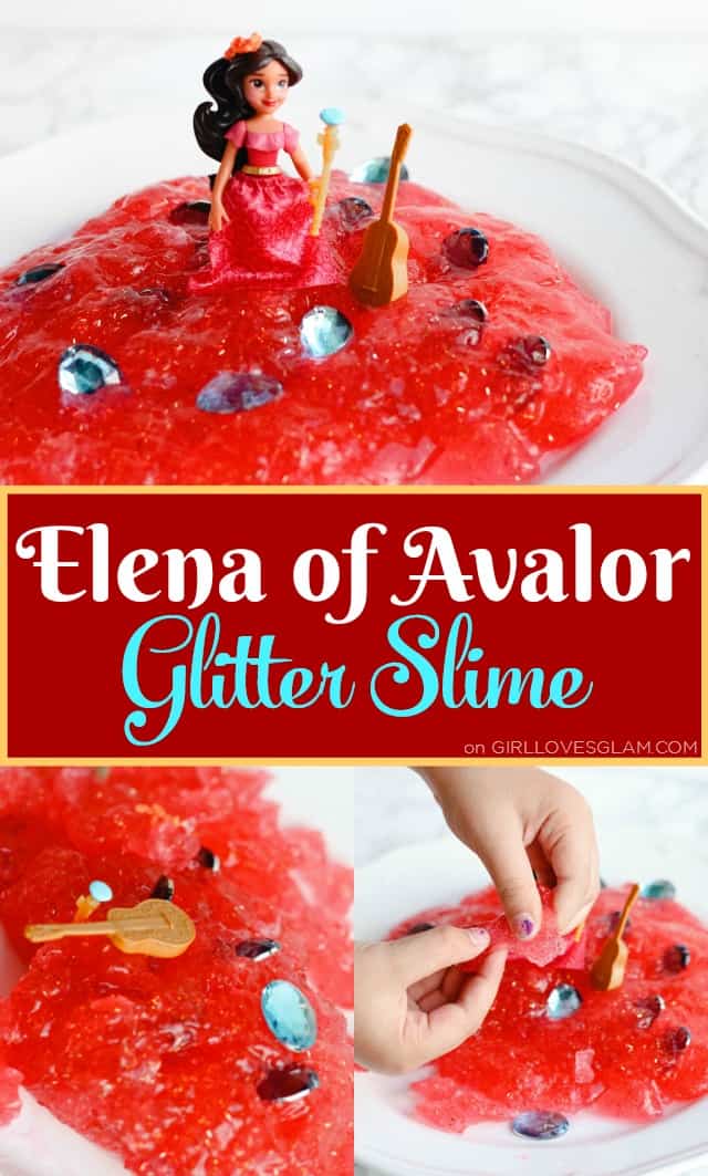 Elena of Avalor Glitter Slime Recipe on www.girllovesglam.com