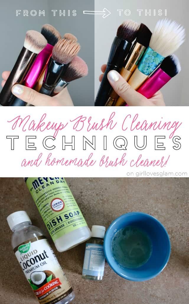 Makeup Brush Cleaning Techniques and Homemade Brush Cleaner Recipe on www.girllovesglam.com