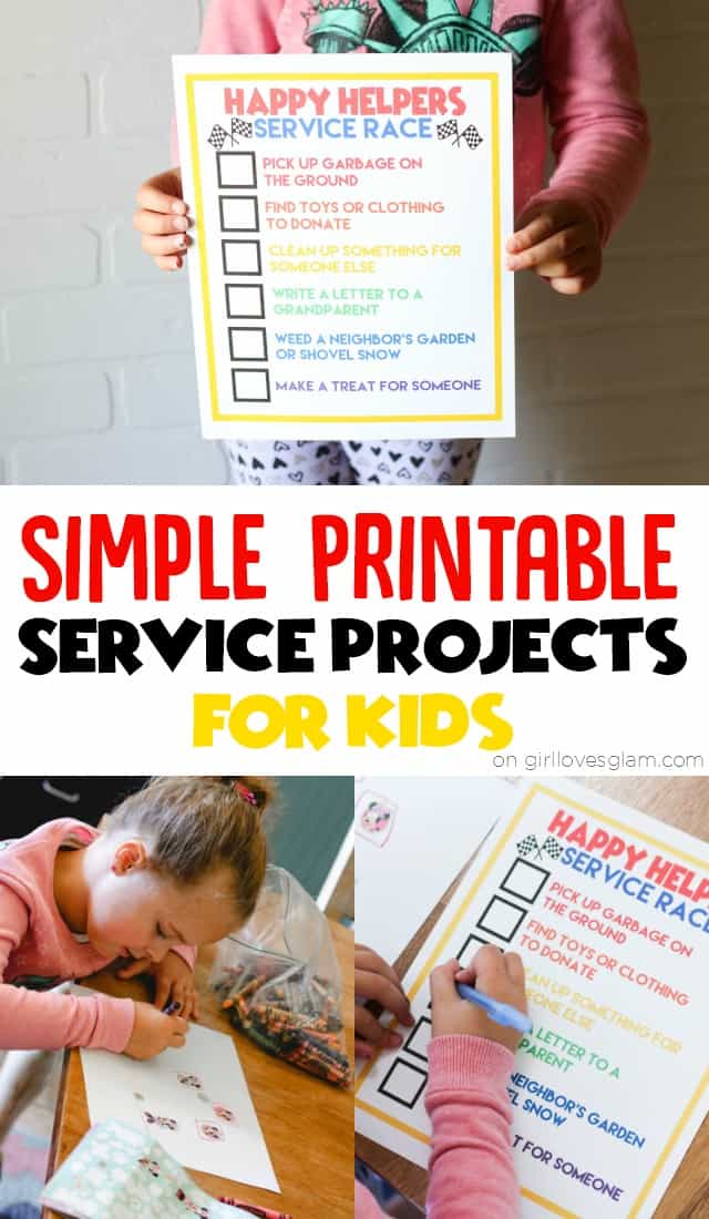 Simple Printable Service Projects for Kids on www.girllovesglam.com