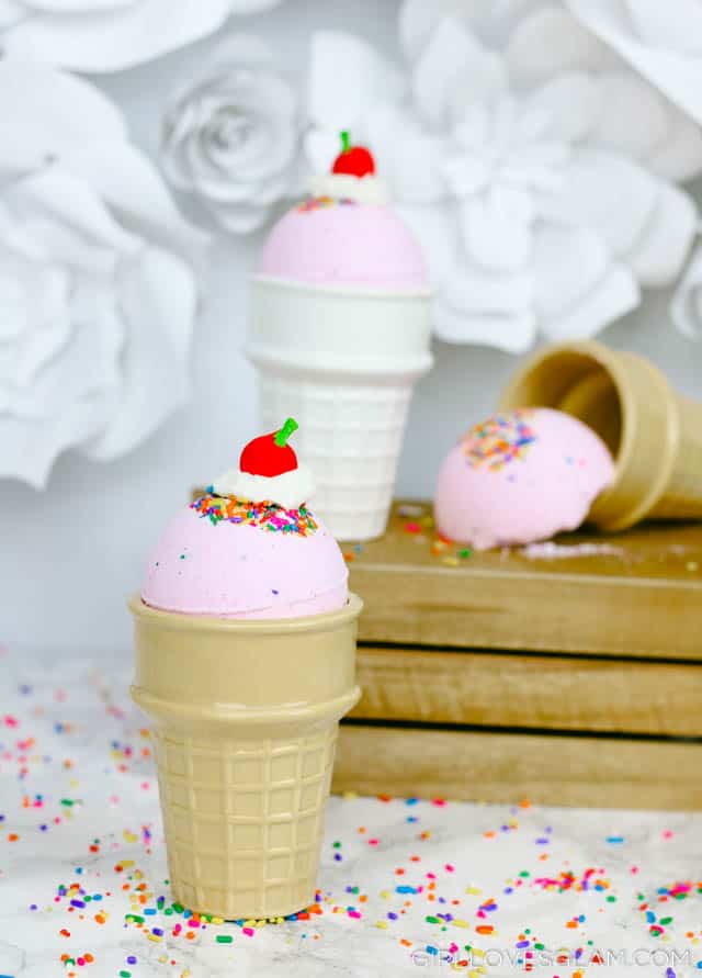 Vanilla Ice Cream Cone Bath Bomb on www.girllovesglam.com