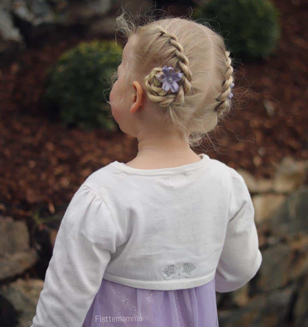 Criss Cross Hot Buns Little Girls' Hairstyle - Twist Me Pretty