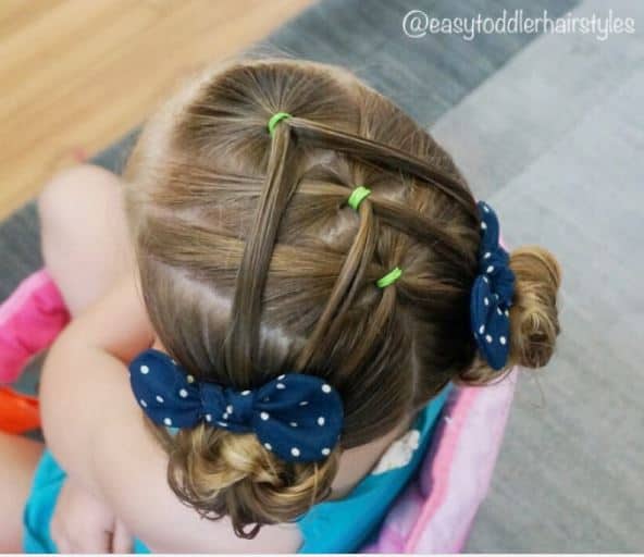 Sectioned Pigtail Buns Little Girl Hairstyle