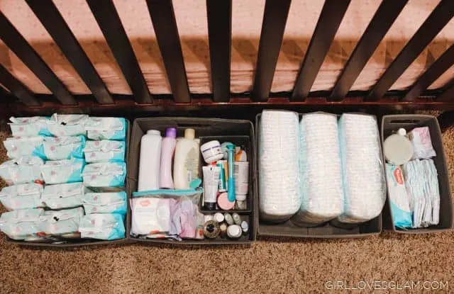 Diaper Storage idea on www.girllovesglam.com