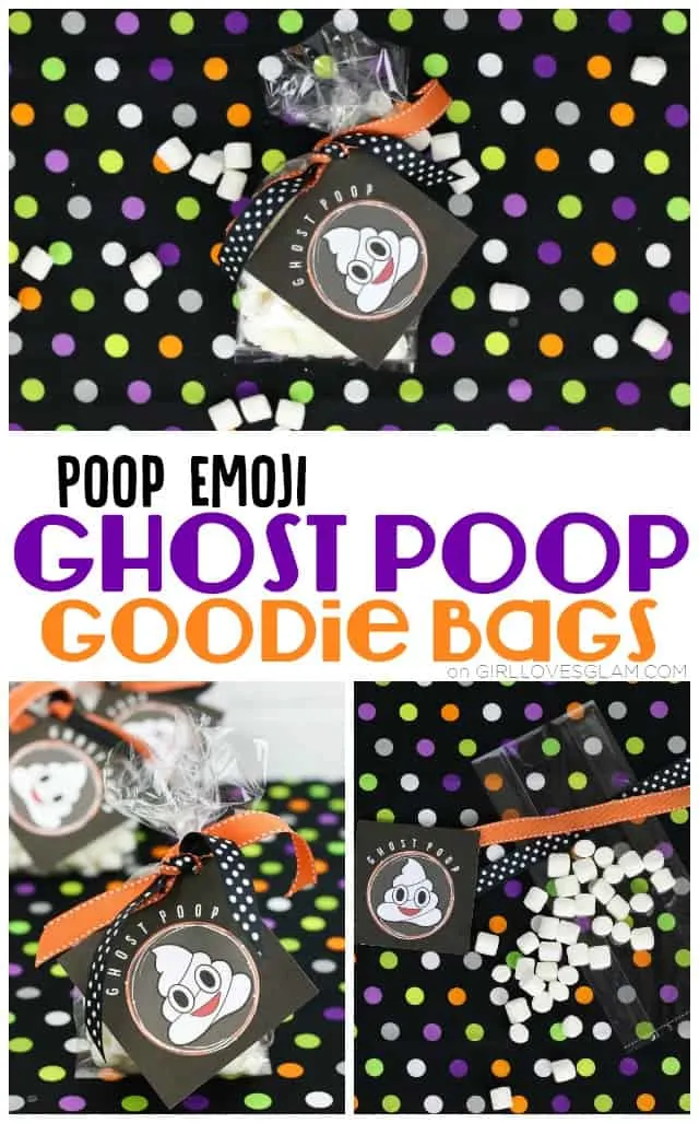 Poop Emoji Ghost Poop Goodie Bags on www.girllovesglam.com #halloween #goody #treat