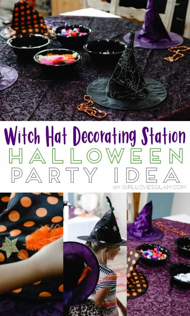 Witch Hat Decorating Station Halloween Party Idea on www.girllovesglam.com