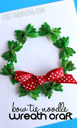 Bow Tie Noodle Wreath Christmas Kid Craft