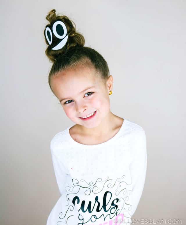 Poop Emoji Hairstyle for Crazy Hair Day - Girl Loves Glam