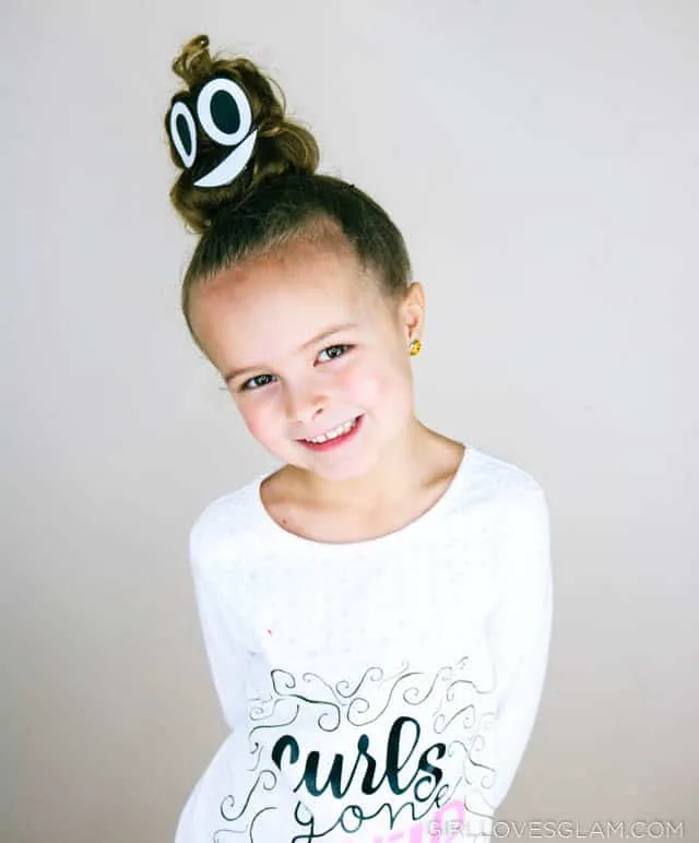 Poop Emoji Hair for Wacky Hair Day on www.girllovesglam.com