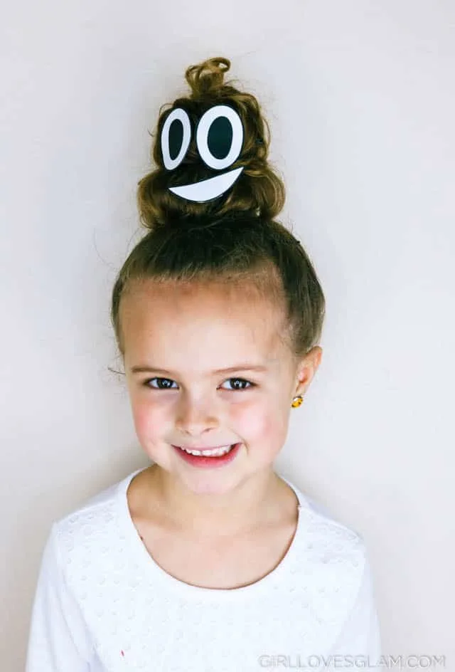 Poop Emoji Hairstyle for Crazy Hair Day - Girl Loves Glam