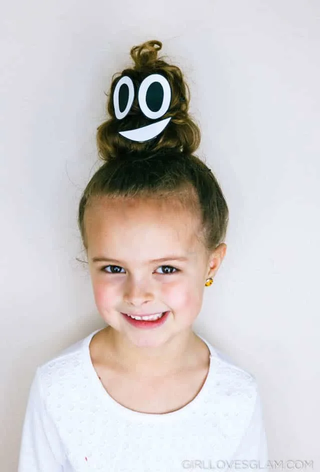 Poop Emoji Hairstyle for Crazy Hair Day - Girl Loves Glam Poop Emoji Hairstyle for Crazy Hair Day - Girl Loves Glam