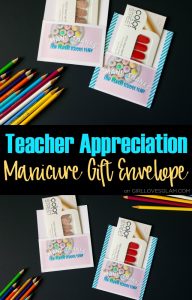Teacher Appreciation Manicure Gift Envelope on www.girllovesglam.com