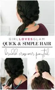 Quick and Simple Hair Braided Cross Over Ponytail on www.girllovesglam.com