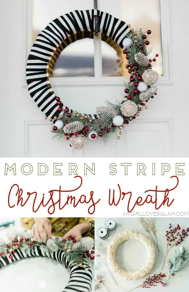 Modern Stripe Christmas Wreath on www.girllovesglam.com