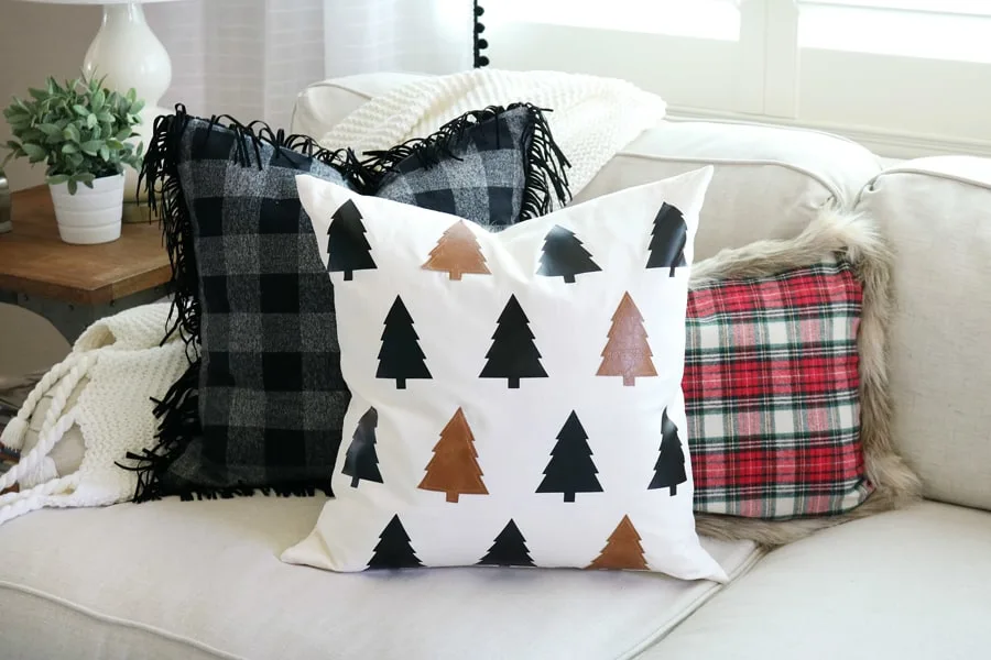 Faux Leather Christmas Pillow
