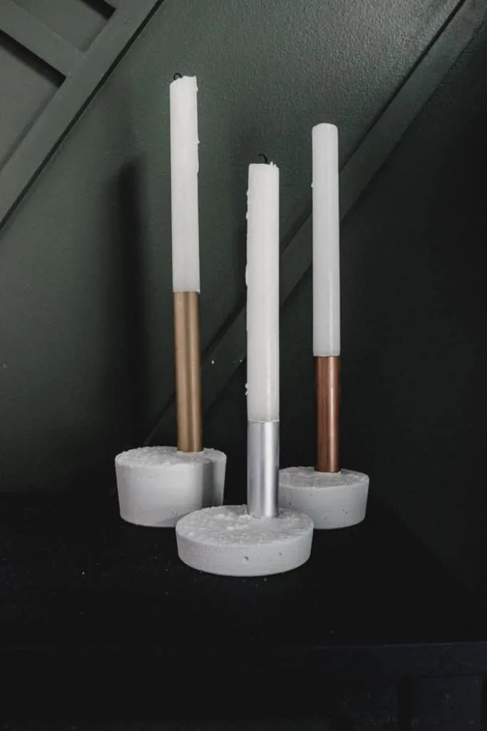 Metallic Concrete Modern Christmas Candlesticks