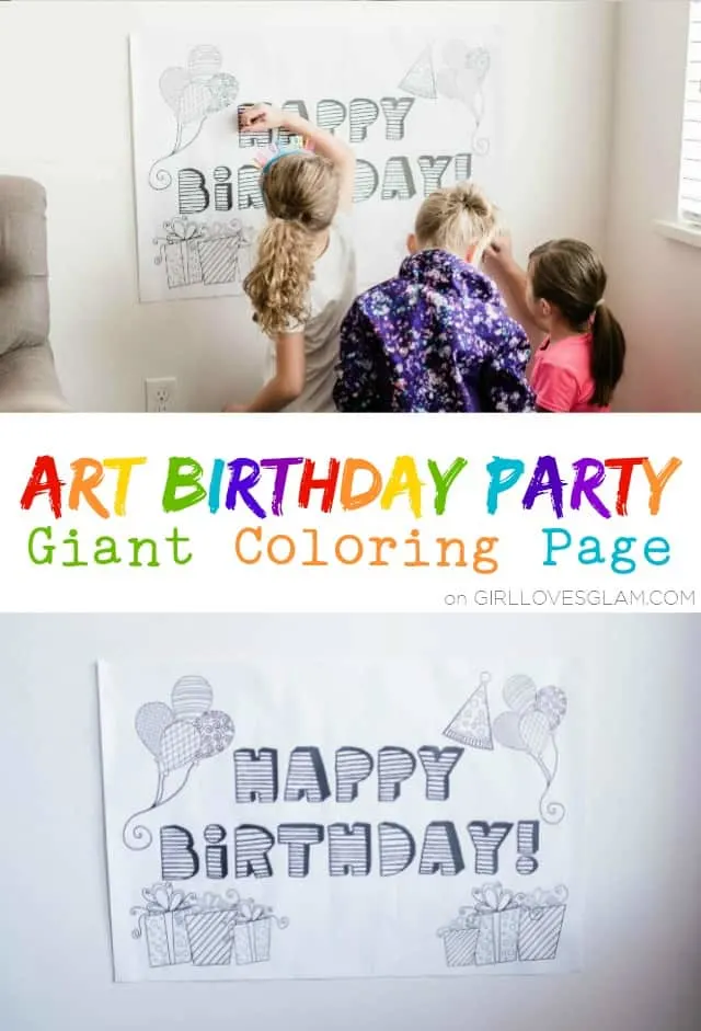 Art Birthday Party Giant Coloring Page