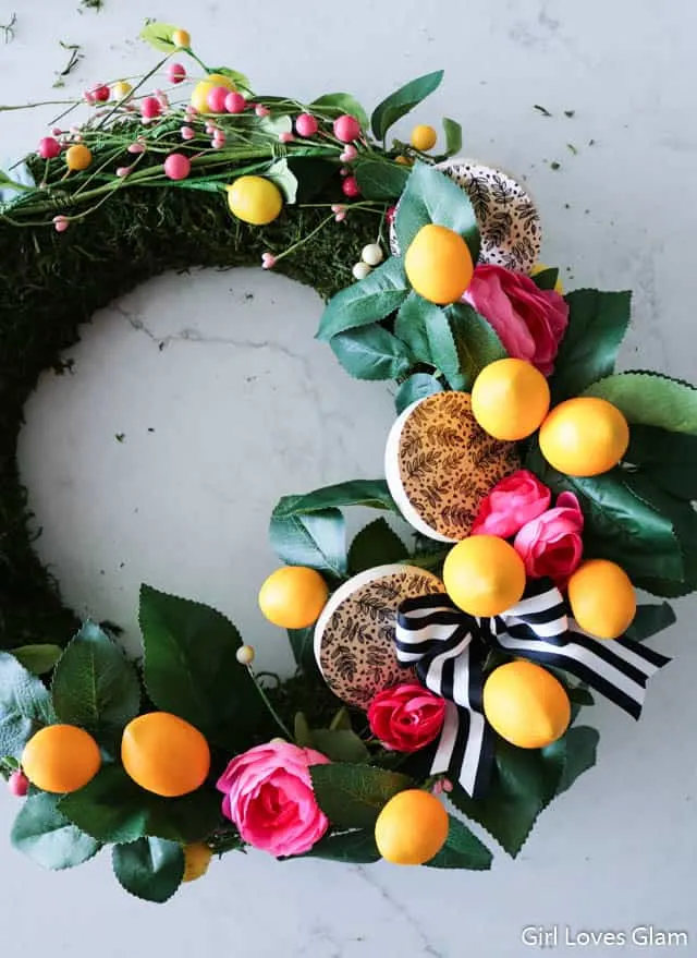 Lemon Wreath with Pink Flowers