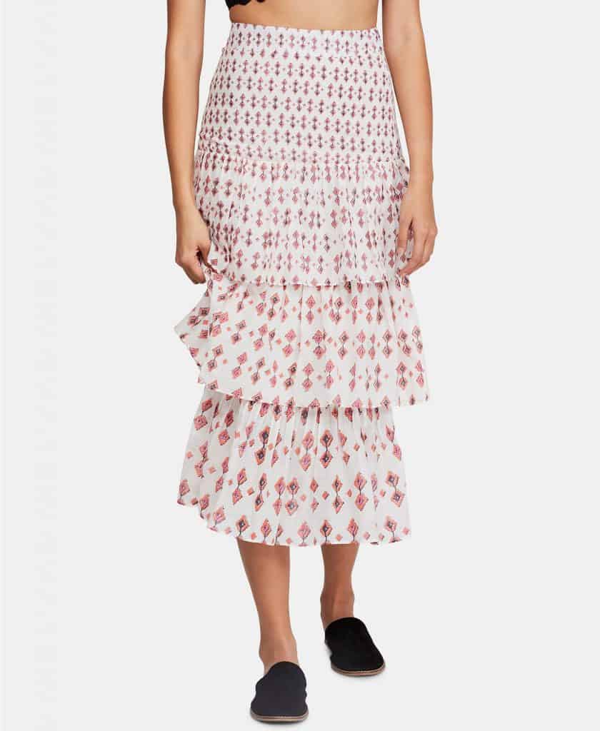 Free People Cha Cha Tiered Midi Skirt