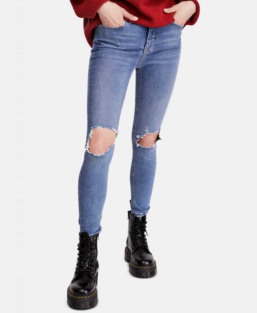 Free People High Rise Busted Skinny Jeans