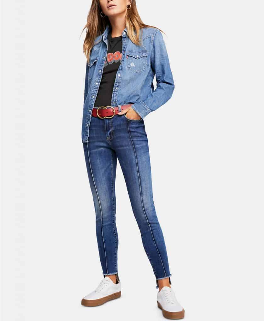 Free People Raw-Hem Skinny Jeans