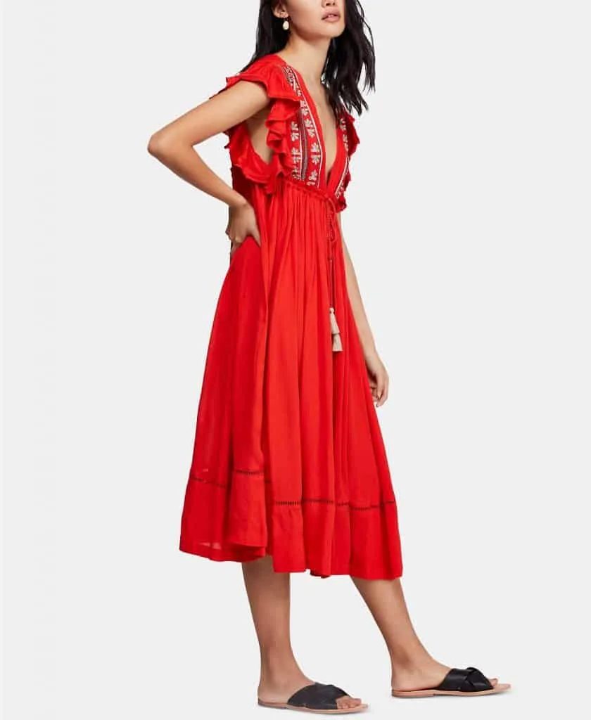 Free People Will Wait For You Embroidered Midi Dress