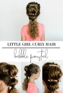 Little Girl Curly Hair Bubble Ponytail