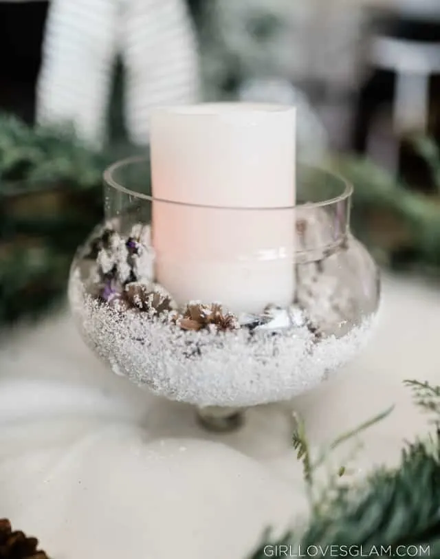 Snowy Apothecary Jar Centerpiece 